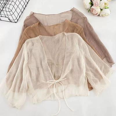 Chiffon Shawl Short Style Small Outer Cover, Sun Protection Clothing, Women's Summer Cardigan, Small Coat, Thin Sun Protection Cardigan