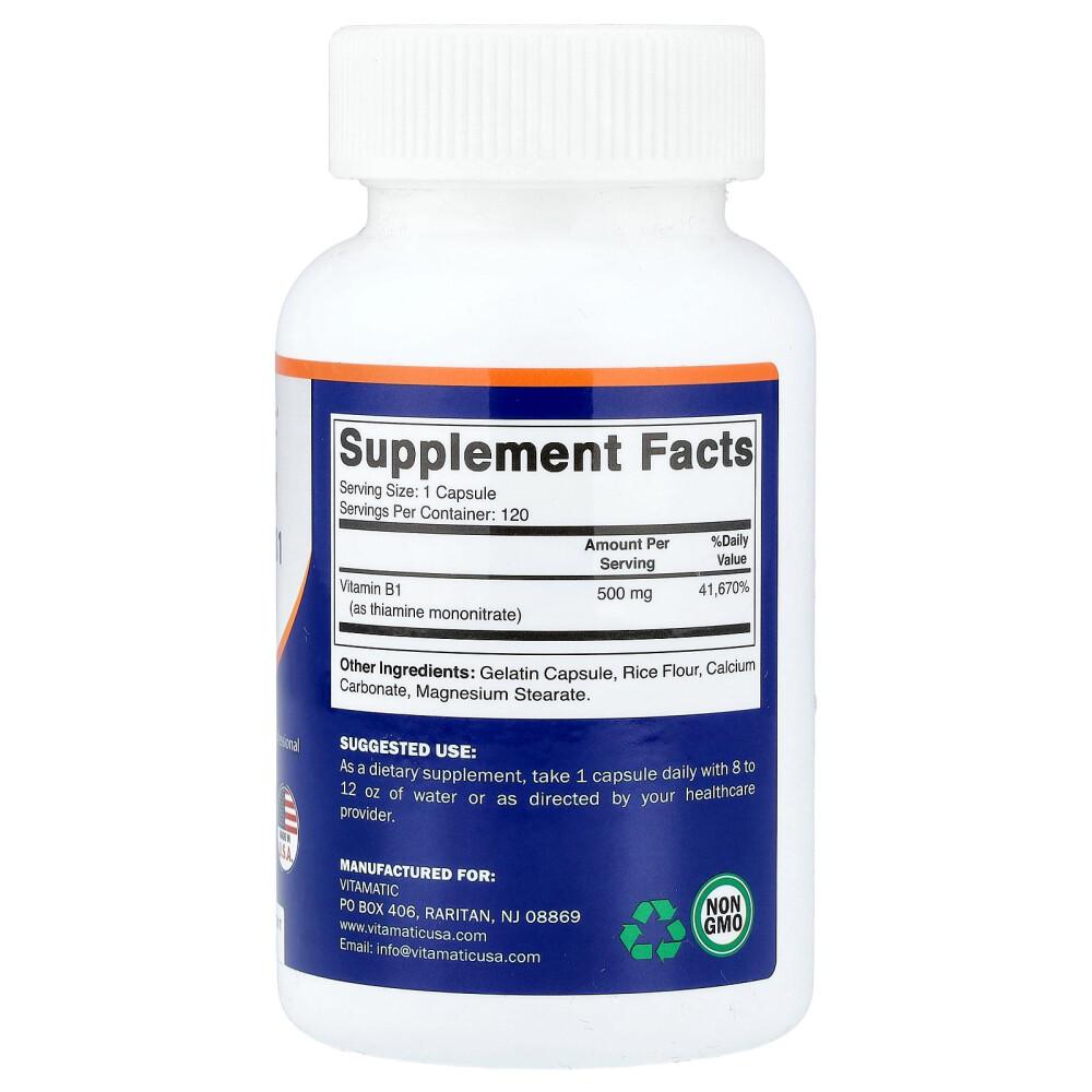 iHerb Vitamin B1 500mg Capsules, 120 Count