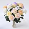 Flor Rosa Artificial Realista Toque Real Buquê de Rosas Falsas de Seda Flor Falsa com Folhas para Centro de Mesa de Casa Casamento Festa