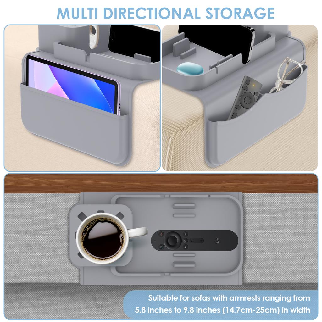 Silikon Couch Getränkehalter Ablage mit Seitentaschen Sofa Arm Getränke Kaffee Snack Aufbewahrungshalter Telefon Fernbedienung Organizer