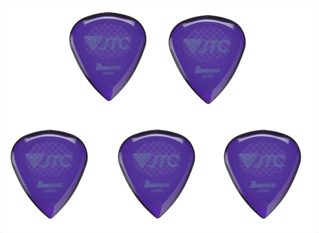 [Set of 5] Ibanez JTC1R-AMTPurple Guitar Picks, 2.5mm, Made of New Tritan Material, Highly Abrasion-Resistant Rubber Grip, Non-Slip
