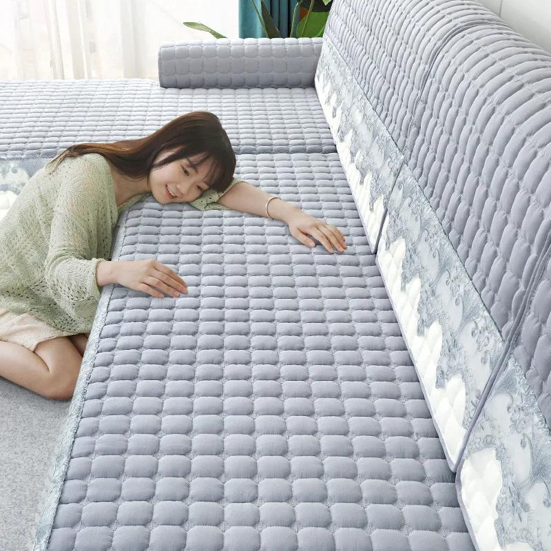 Koronkowa Biała Krawędź Pokrowiec na Sofę do Salonu Północny Antypoślizgowy Ręcznik na Poduszkę Sofy Uniwersalny na Wszystkie Pory Roku Ręcznik na Oparcie Dekoracja Domu