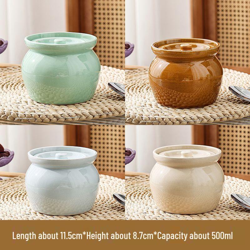 Zhaoran 500ml Clay Pot Stewing Bowls - 4-Color Set