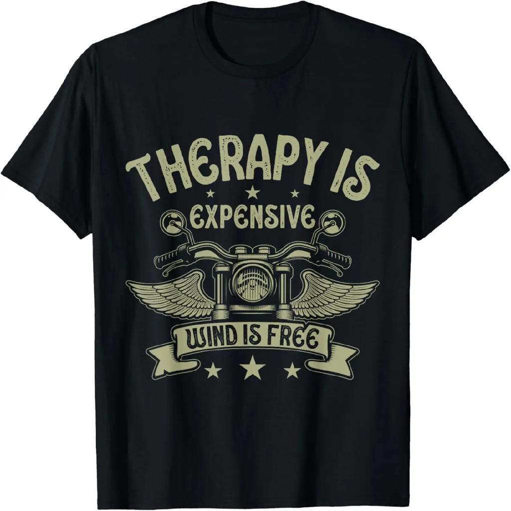 Therapy Is Expensive Wind Is Free Biker Dad Motorcycle Men T-Shirt