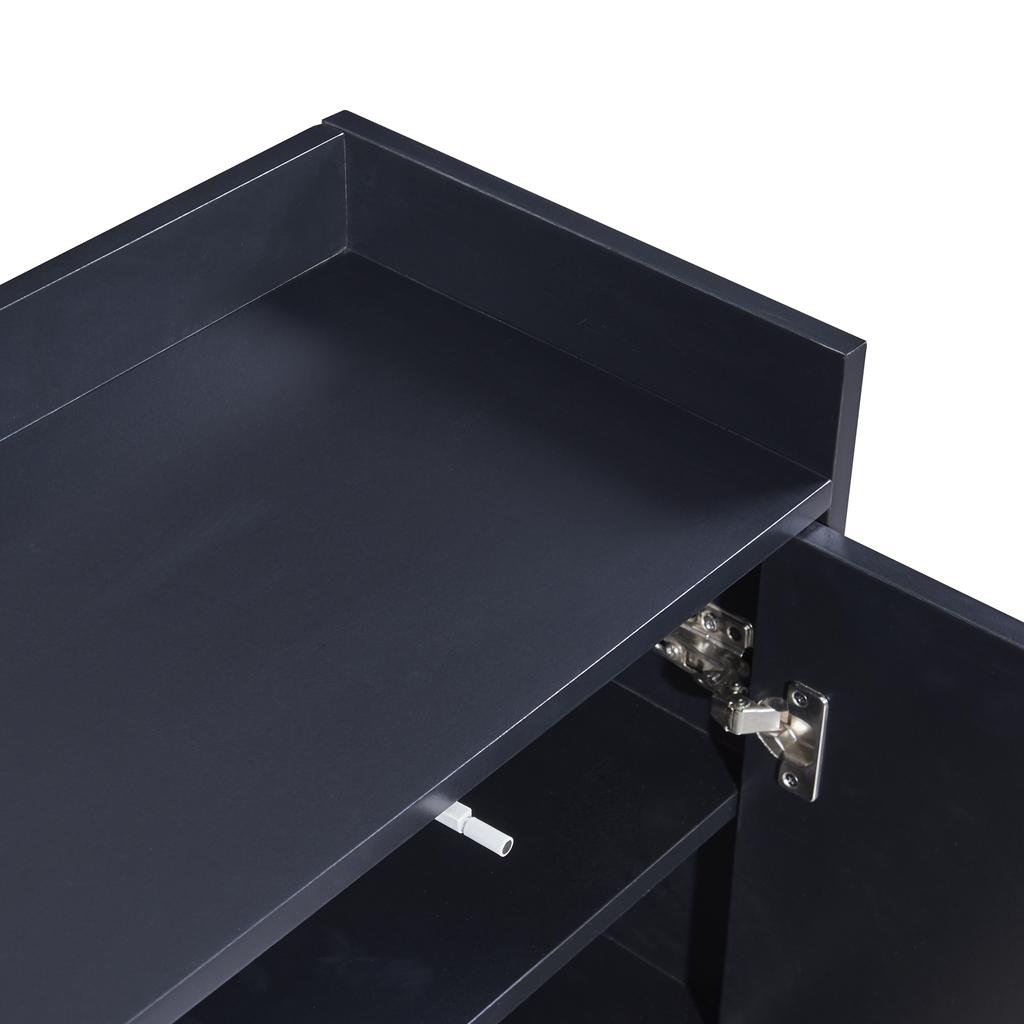 Modern Sideboard In Minimalist Style, 4-Door Handle-Free Buffet Cabinet for Dining Room, Living Room, Kitchen (Black)