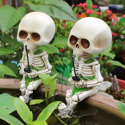 Halloween Skeleton Fishing Figurine Resin Statue Indoor Party Garden Resin Outdoor For Hallowee S1W3