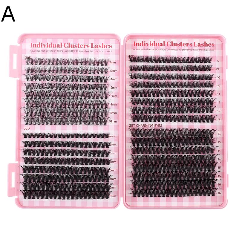 640 Pcs 30D+40D+50D Clusters Lashes Extension Kit, Length 9-16Mm Natural Eyelashes Cat Eye Diy At Home