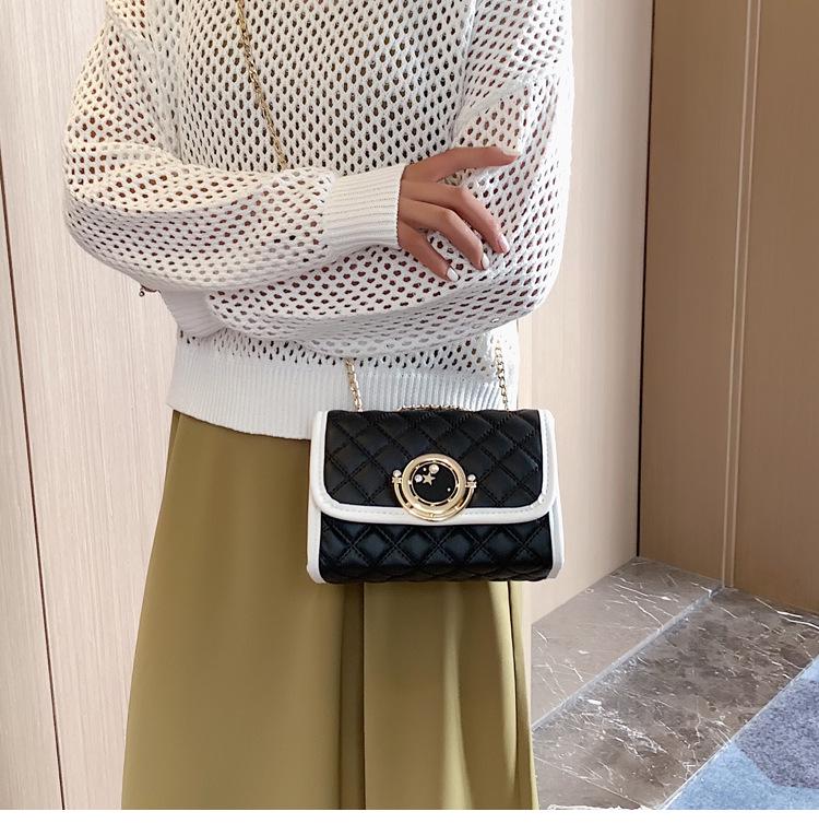 SCIONE Lock Bag Western Style Bag 2019 New Trendy Wild Messenger Bag Rhombus Chain Bag Fashion Small Square Bag
