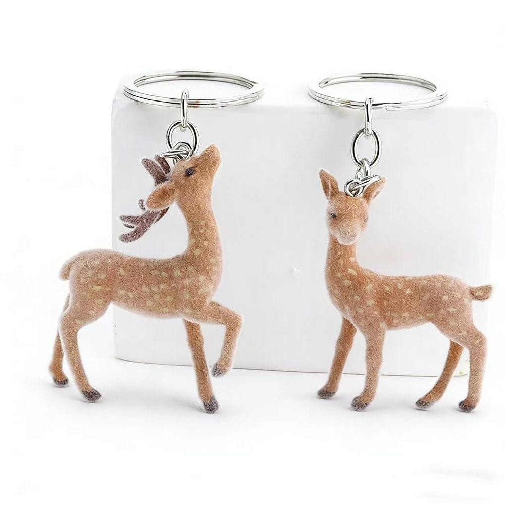 Sika Deer Style Christmas Elk Keychains 3D Design DIY Bead Case Deer Keychain Christmas Gift
