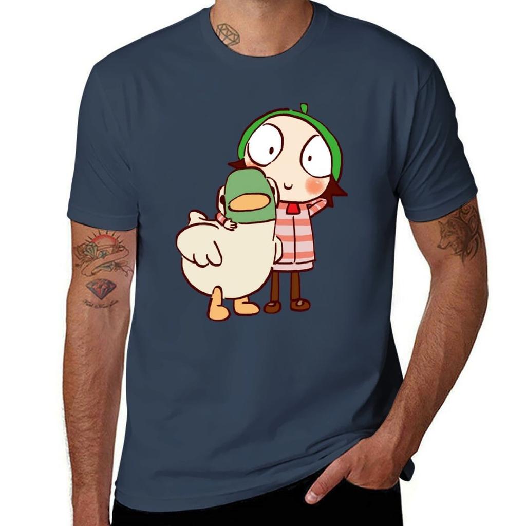 I Draw Sarah And Duck 1 Childrens Cartoon Tshirt Fashion Letter Print Tshirt