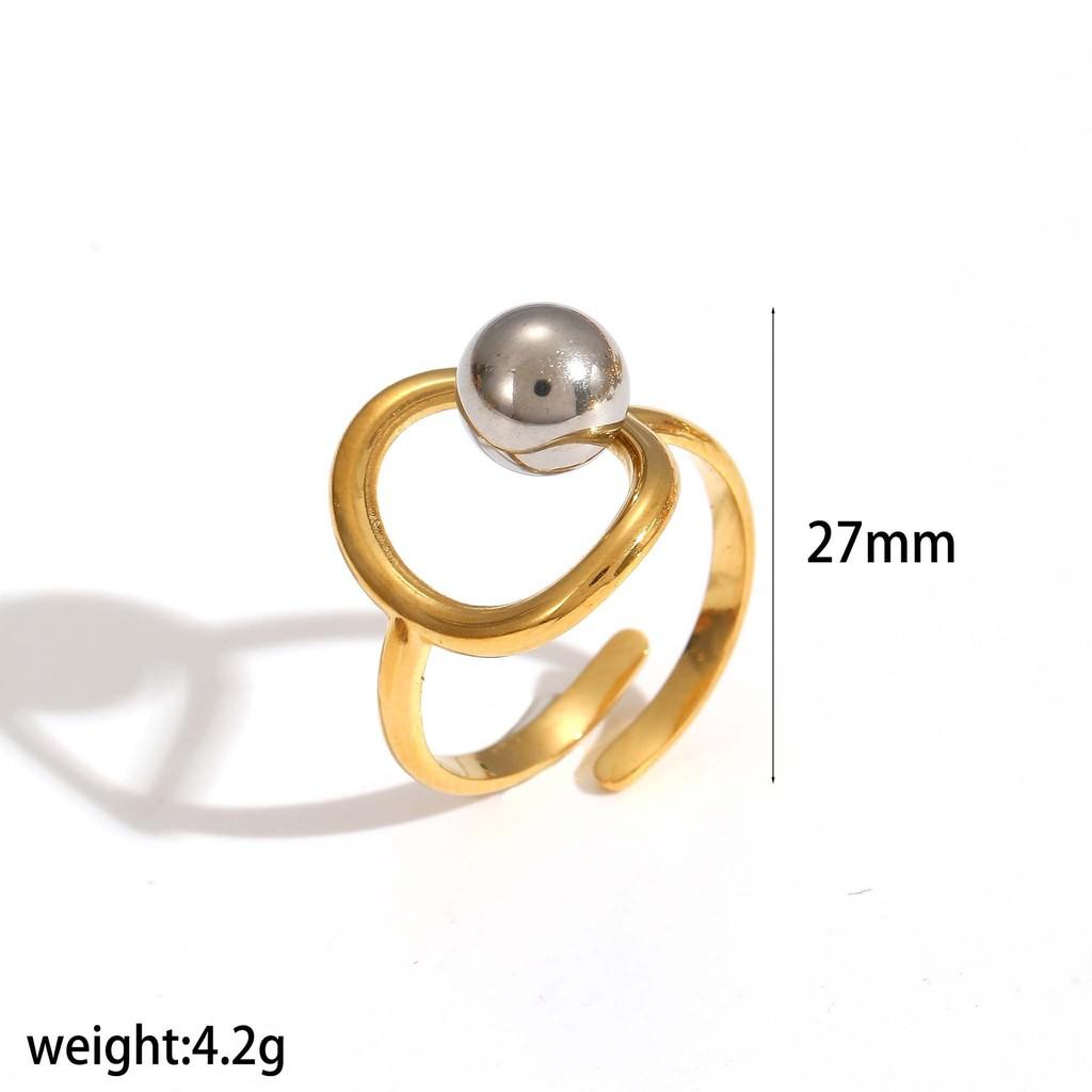 Geometric Titanium Steel Ring For Women Fashion Minimalist Hollow Design Jewelry