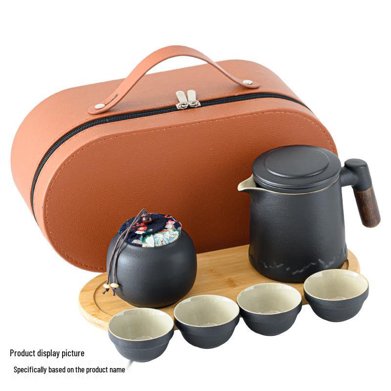 Nordic Black Pottery Quick Tea Set with Caddy and Gift Box