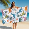 Cute Little Dinosaur Lightweight Microfiber Bath Towel Quick-Dry Ultra-Soft and Highly Absorbent Vibrant Dinosaur Sunset Beach