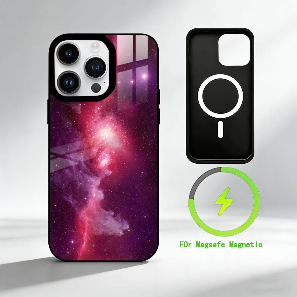 G-galactic nebula Phone Case For iPhone 17 16 15 14 13 12 Pro Max Plus for Mirror Wireless Magnetic Cover