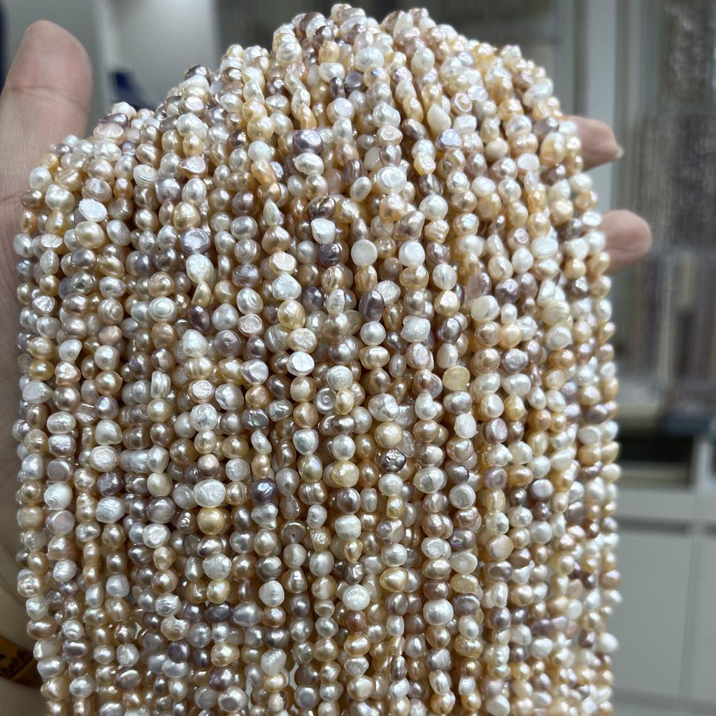 1Strand Natural Multi-color Baroque Freshwater Pearl Strand 36cm 4-5mm Irregular Loose Pearls for DIY Jewelry Making Bracelet Necklace Crafts Supplies