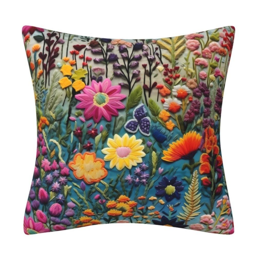 Flower Pattern Pillow Covers 3D Embroidered Throw Pillow Covers New Cushion Covers Home Decor