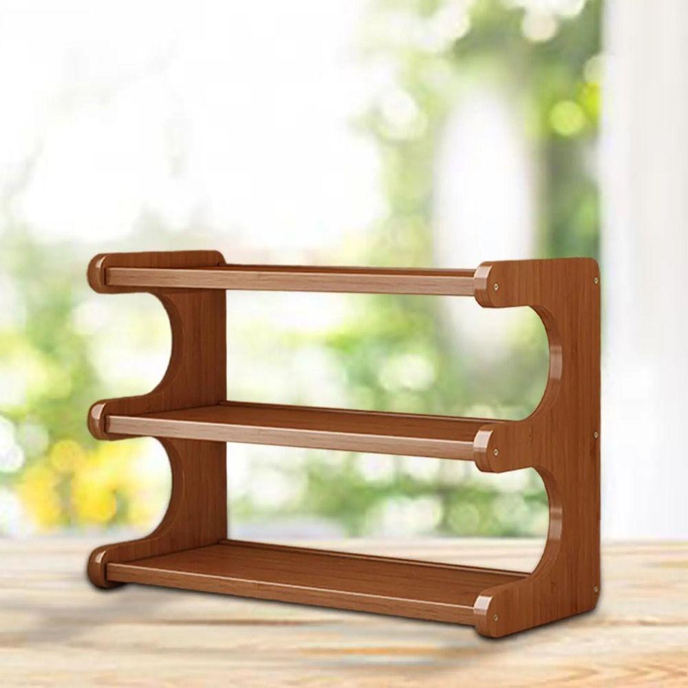 Space-saving Desktop Storage Rack Compact Simple Shoe Organizer Practical Desk Bookshelf  Seasoning