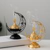 Middle East Handheld Crescent Metal Incense Burner Black/Gold Living Room Tabletop Aromatherapy Burner Arab Eid Ornament