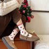 Soft Heart Polka Dot Socks Combed Cotton Flower Socks Lace Red Socks  Spring Festival