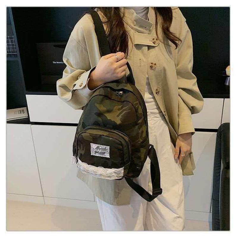 

Leopard-print Backpack Korean All-matching College Students schoolbag Casual Short-distance Travel Camouflage Hiking Bag 26x11x29 single package камуфляжный