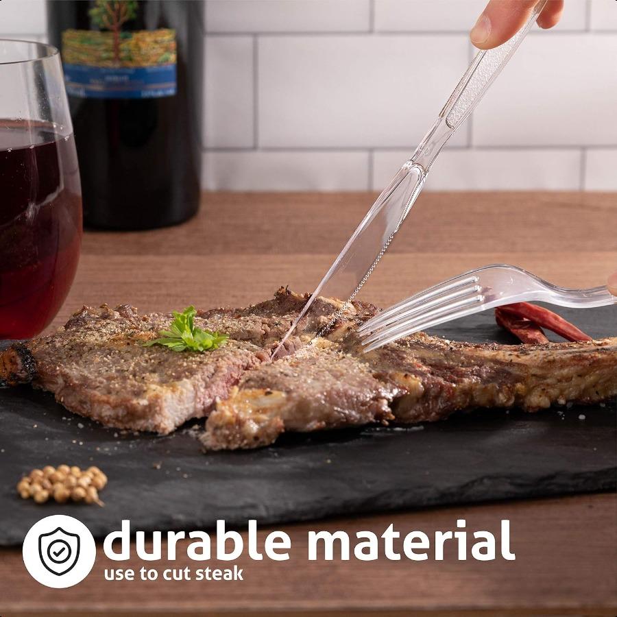 

Тяжелые одноразовые пластиковые ножи пищевого класса, сверхпрочные пластиковые столовые приборы, прозрачные столовые приборы, 200 ножей United States