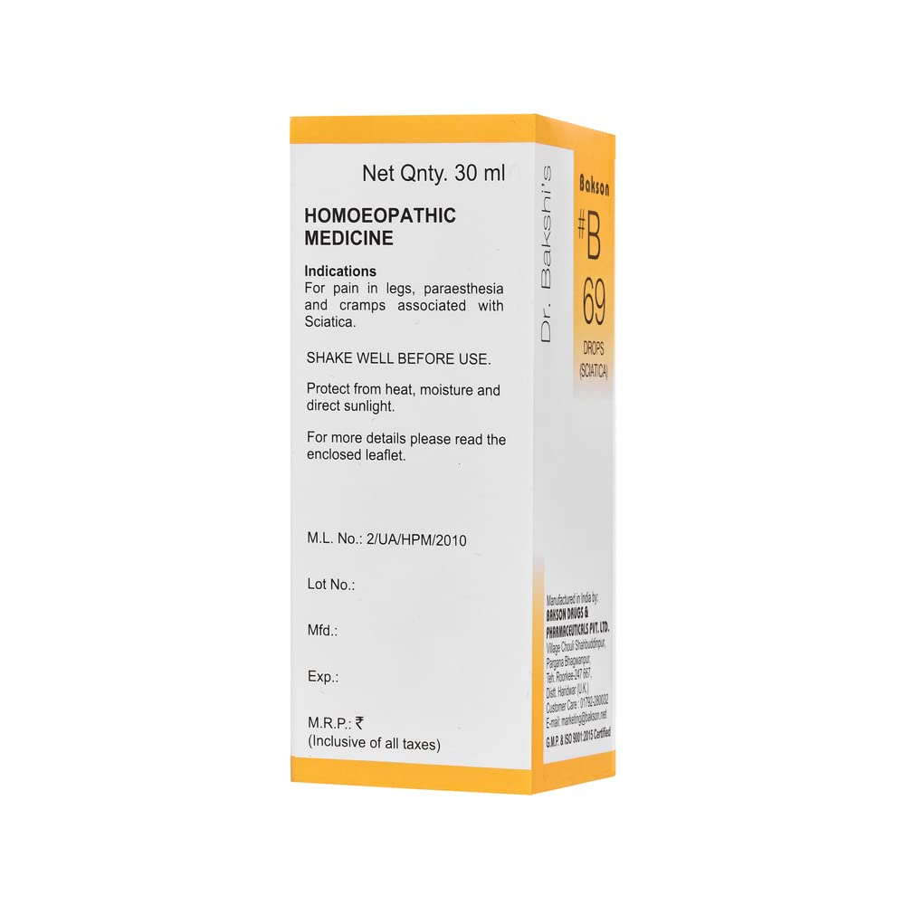 Dr Bakshis Baksons B69 Nerve Comfort Drops For Leg Mobility Support Homeopathic Formula 30 Ml Daily Use Care Aid