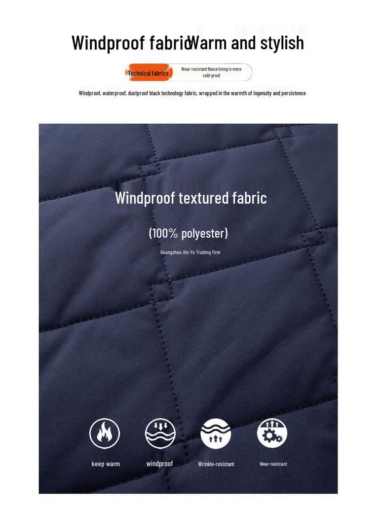 Men's Thickened Velvet Cotton-Padded Winter Jacket for Middle-Aged & Elderly