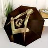 Golden Masonic Square and Compasses Symbol Umbrella, Portable 3-Fold Umbrella for Men & Women, Valentine's Day