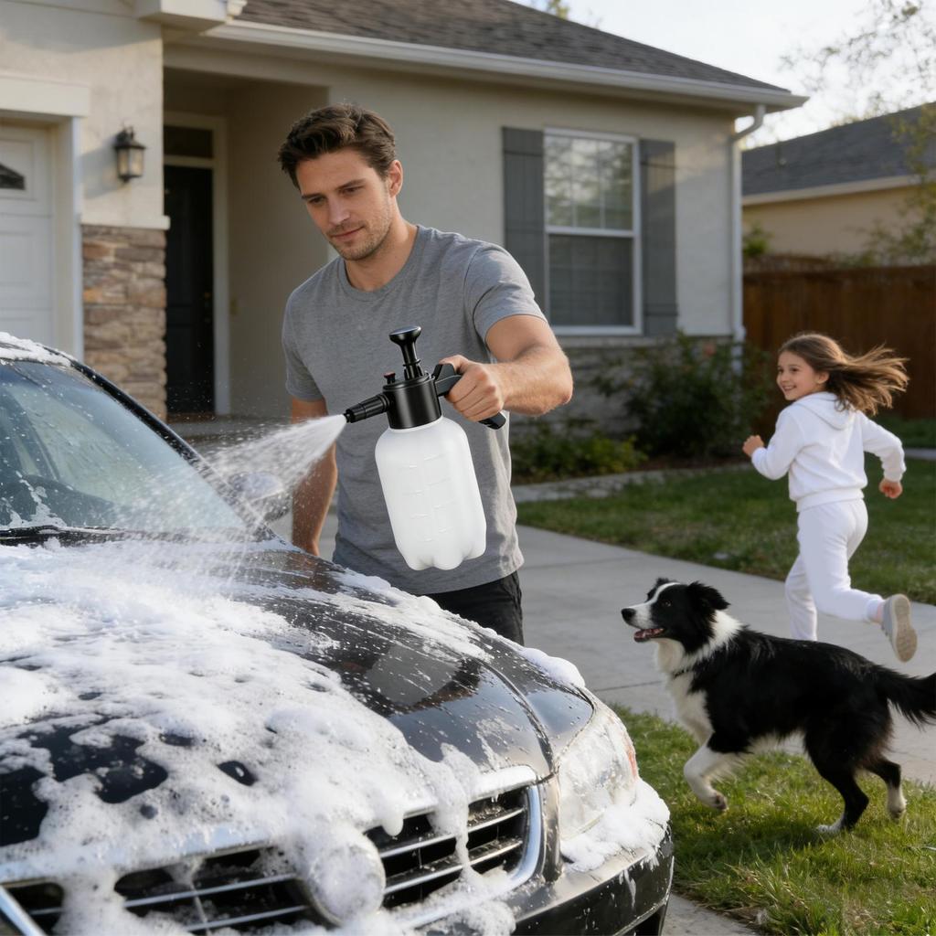 3L Hand Pump Foam Sprayer with 3 Types of Nozzle Hand Pneumatic Foam Cannon Snow Foam Car Wash Spray Bottle Car Window Cleaning