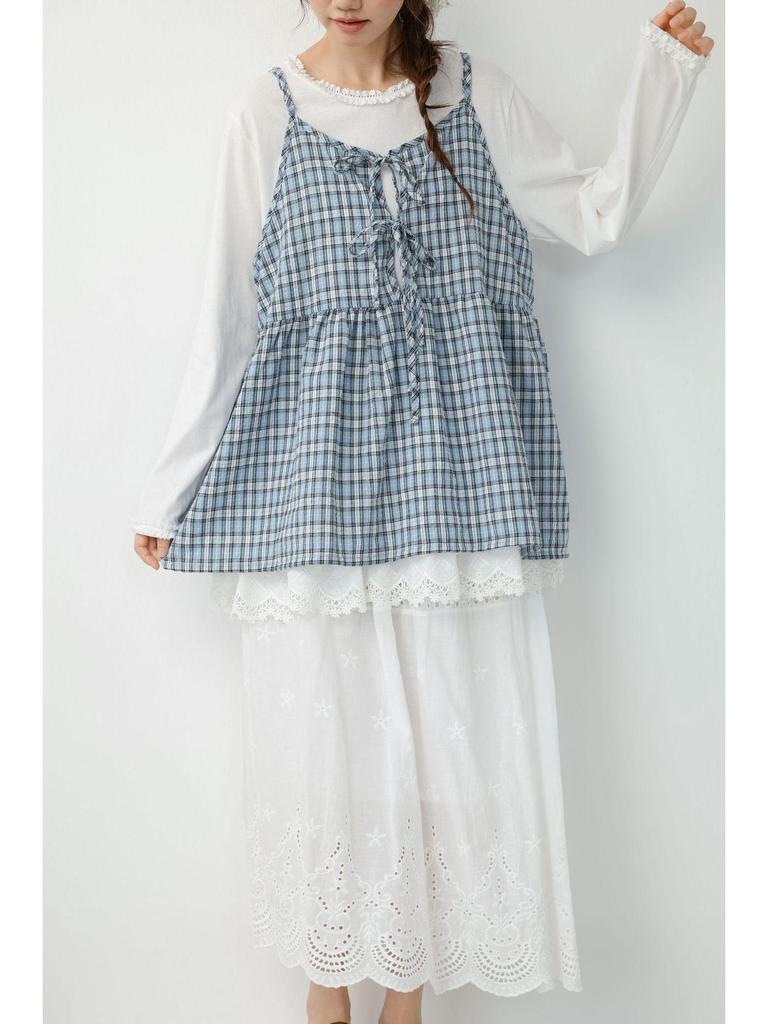 Spring Sweet Mori Girl Embroidered Lace A-Line Skirt