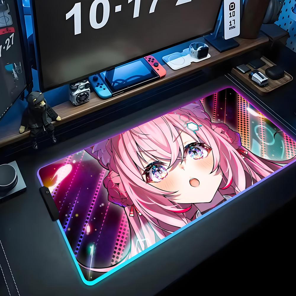 hakui koyori Mouse Pad RGB Gaming Mousepad Big LED Pad PC Desk Mat Luminous Mouse Pad Large Keyboard Mats Table Rug With Backlit