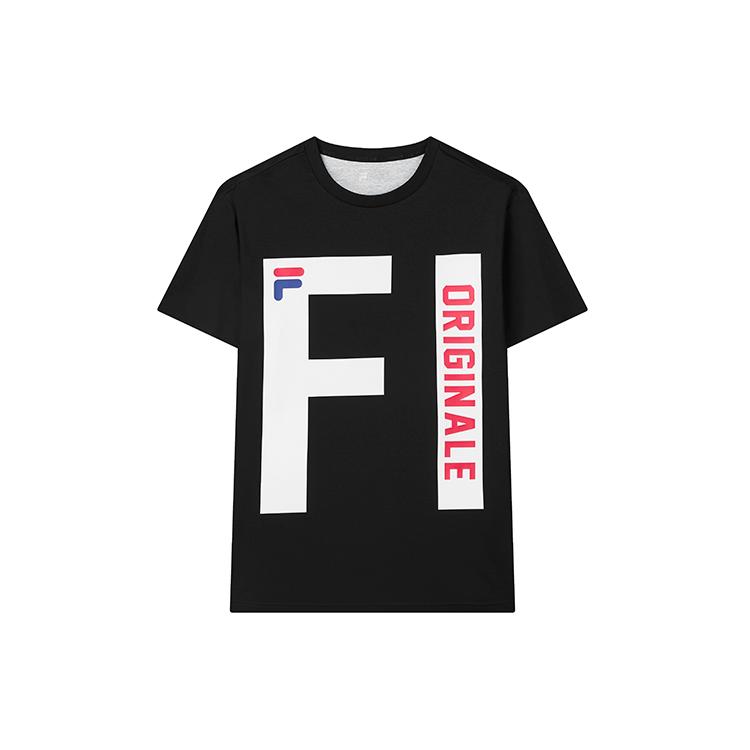 FILA T Shirts Men s Meteor Iron Black Crew Neck Moderate Straight Fit F11M128172F-BK XXXL