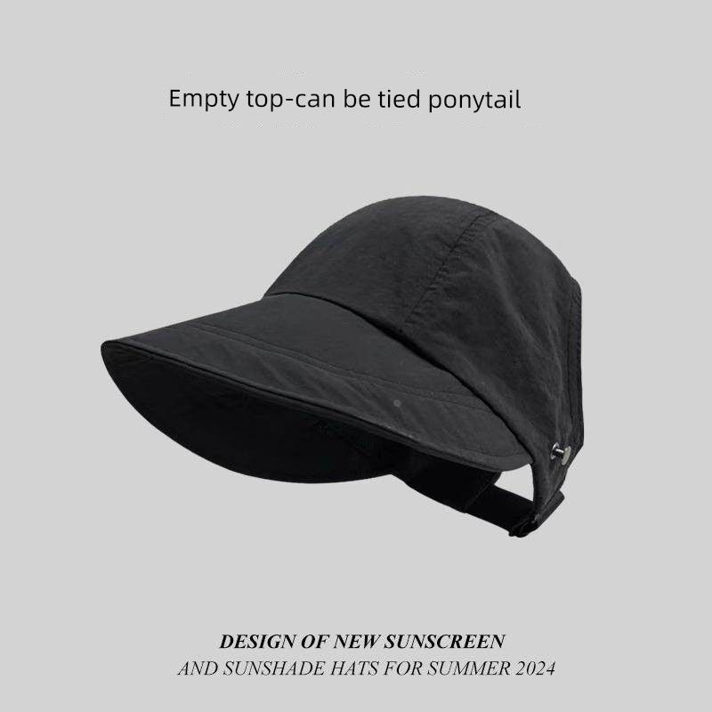 

Шляпа женская 2025 Новое поступление Весна и Лето Шапка-ведро в том же стиле, как у Чжао Лусы Быстросохнущий козырек Кепка с козырьком Защита от солнца Солнцезащитная шляпа Black-empty top can be tied ponytail One size