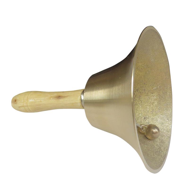 Cloche portative en cuivre de 14 cm avec manche en bois - Grand instrument de percussion pour Noël ou pour les animaux de compagnie
