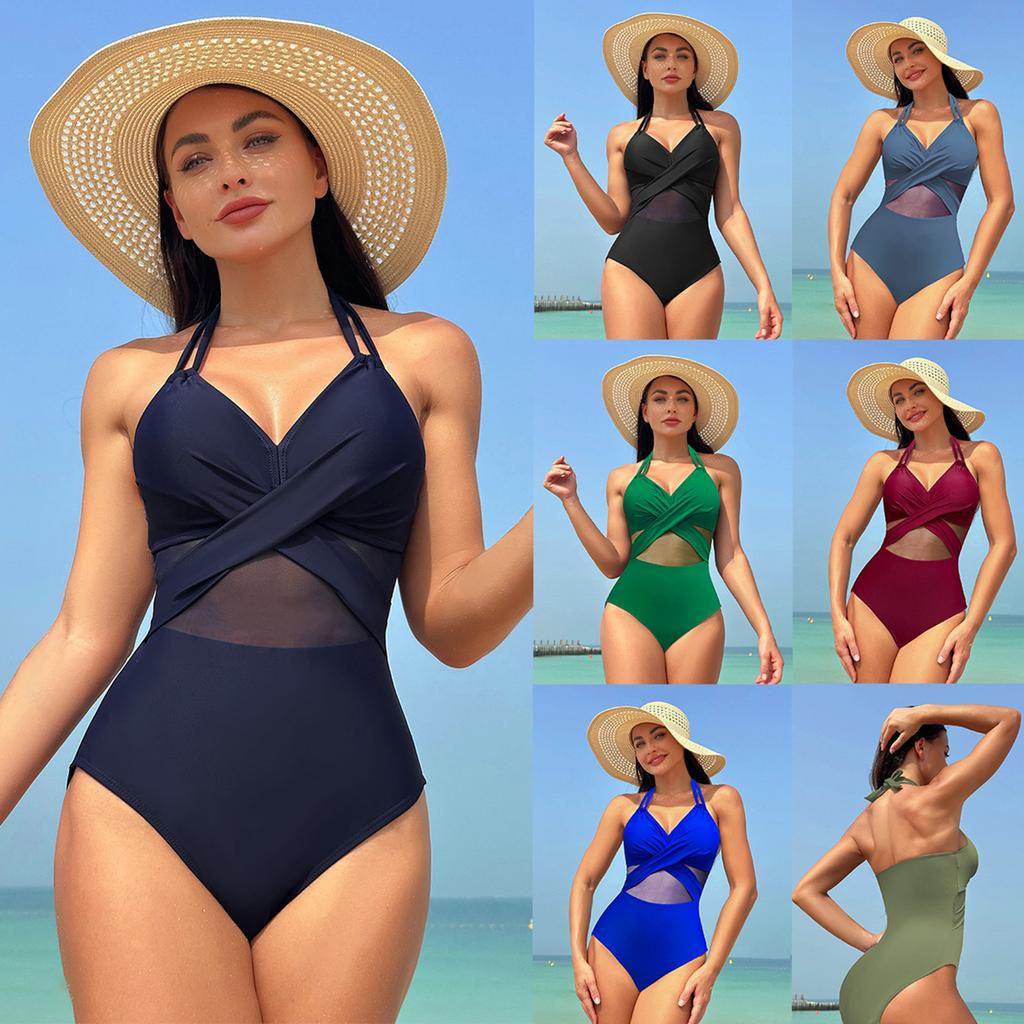 Women's One-piece Sexy Bikini Mesh With Bra Padded Non-Steel Bra Swimsuit