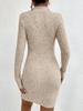 2025 Euro-American Autumn/Winter Women's Knitted Lapel Zipper Waist-Cinching Long-Sleeve Hip-Wrap Dress