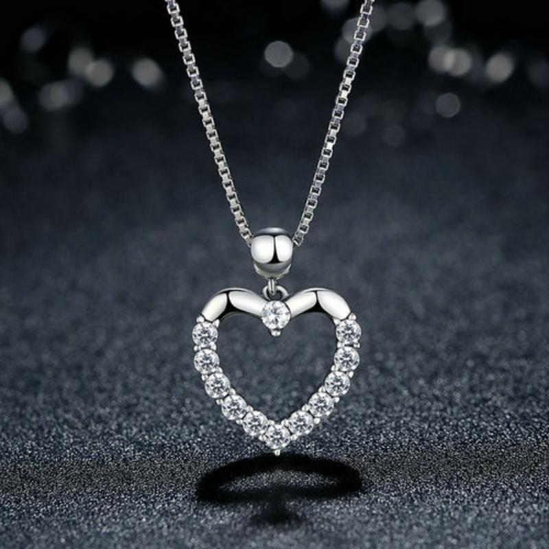 Lindon 925 Sterling Silver Classic Women Necklace Pendant Zircon Fashion Gift