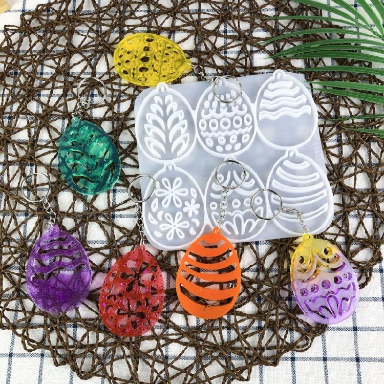 Flexible And Sturdy Keychains Mold Flexible Silicone Colorful Eggs Keychain Mold Trendy Keychain Pendant Resin Mold