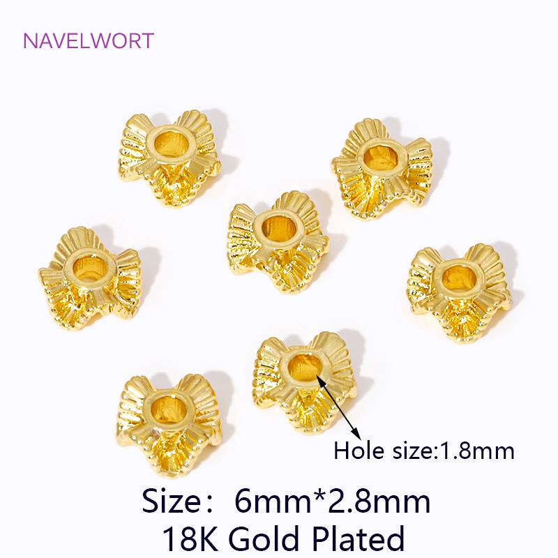 

18K Gold Plated Wavy Shape Spacer Beads Brass Metal Loose Beads For Jewelry Making DIY Bracelets/Necklace Accessories Findings 10 pieces