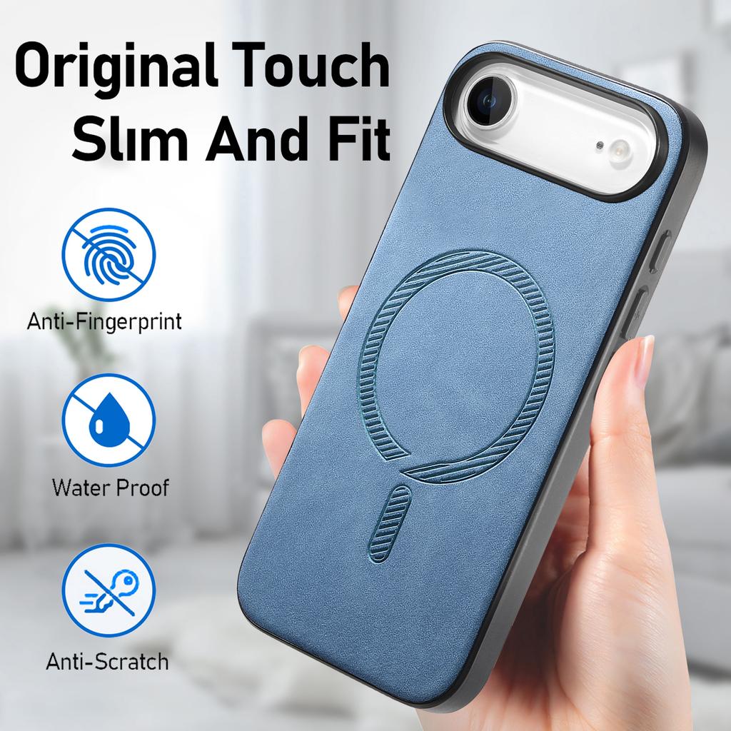 For iPhone Air Leather Back Case Compatible with MagSafe Skin-touch Phone Cover