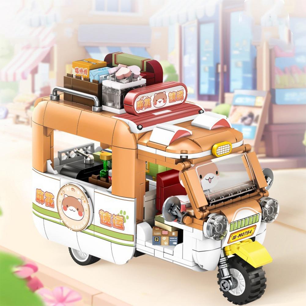 Cat Building Blocks For Kids Cute Cat Streetscape Puzzle Assembling Model Toys Desktop Decoration Birthday Gifts For Girls Boys