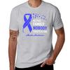 In This Family Nobody Fights Alone Ataxia Awareness Feather Ribbon T-Shirt blue archive anime mens t shirts casual stylish