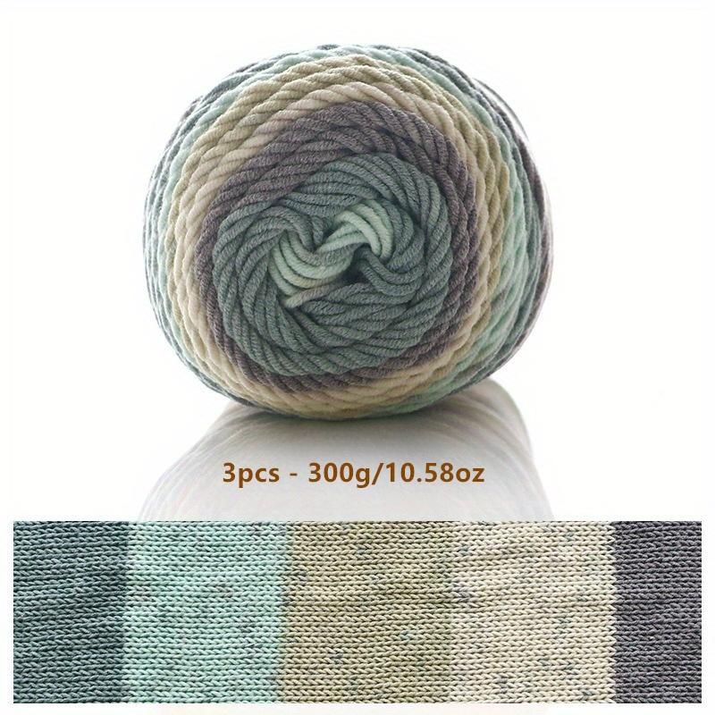 3-Pack 300g/10.58oz Soft & Durable Multicolor Dyed Gradient Cotton Acrylic Blend Yarn for Knitting, Crocheting Sweaters, Scarfs