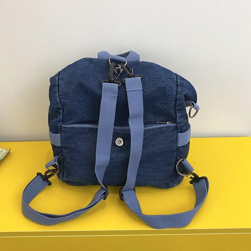 Denim Backpack Women's Casual Mini Backpack with Front Zip Pocket Adjustable Shoulder Straps Fashion School Bag
