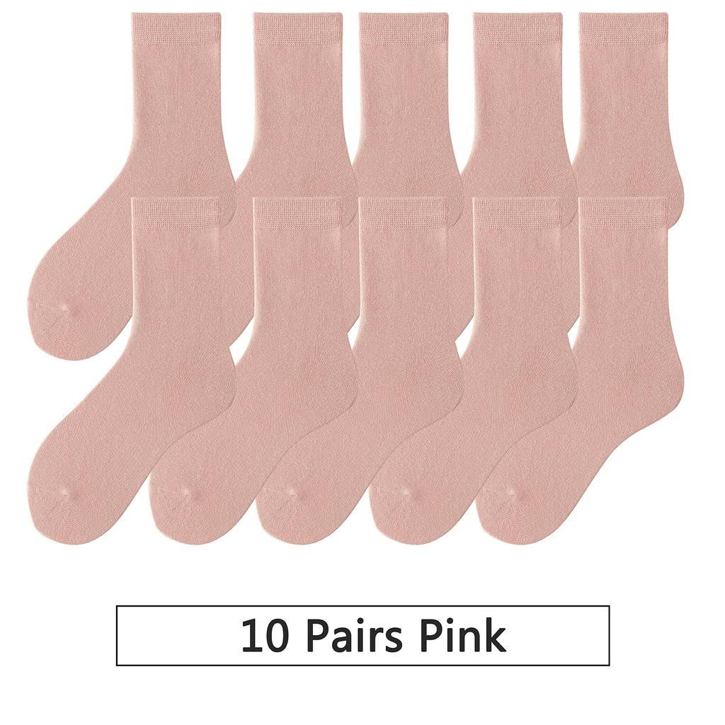 10 Pairs/Lot New Woman Cotton Socks Men Sock Solid Color Autumn Spring For Female's Soft Breathable Colorful Girl
