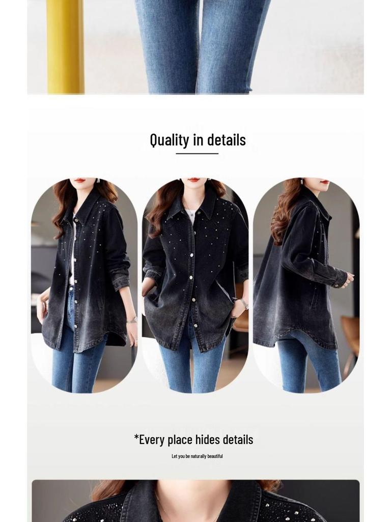 2026 Plus Size Slimming Denim Jacket for Women: Casual Mom Style for Spring & Autumn