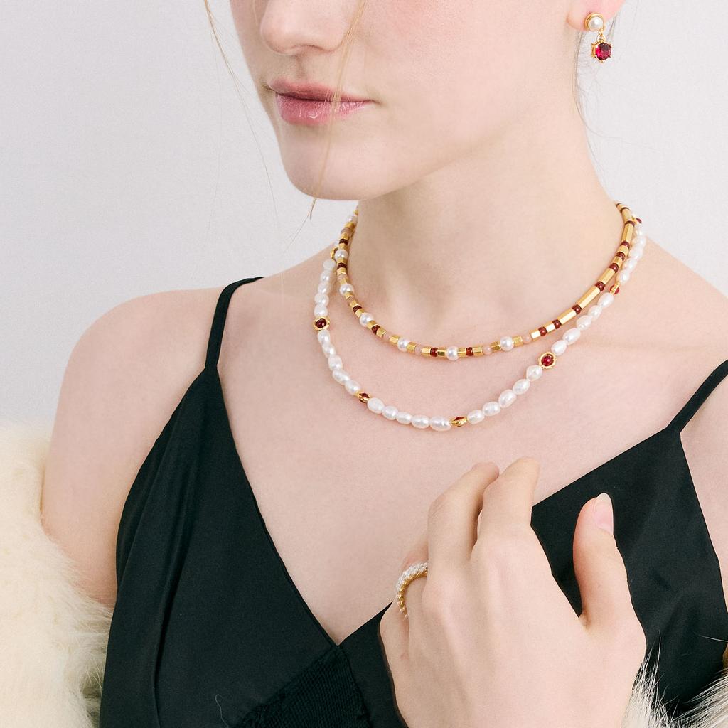 Mezmic Color Beads Pearl Pharaoh Necklace