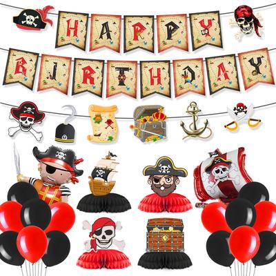 Pirate Theme Party Decoration Boy Birthday Flag Cake Card Balloon Set Customization