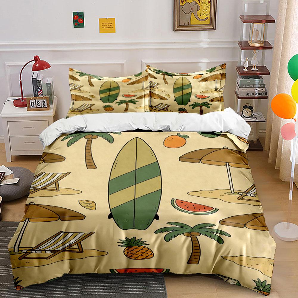 

Surfboards, palm trees, fruits. Bedding sets Duvet cover sets Duvet covers Pillowcases(1 * Duvet Cover 2 * Pillowcases, without duvet insert) 135x200cm