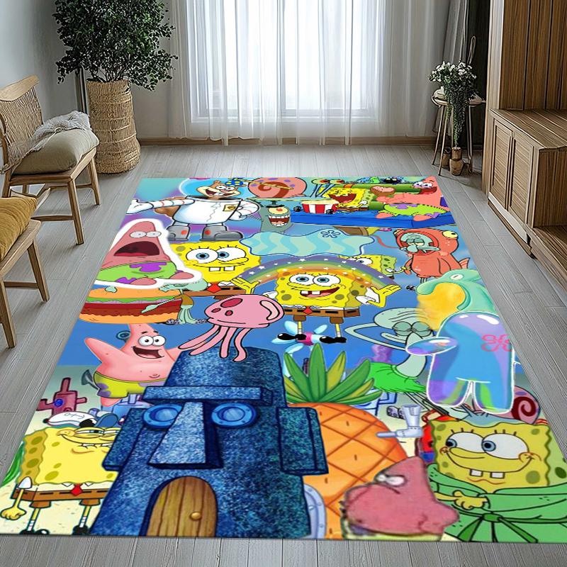 Funny S-SpongeBob Patrick Star Cartoon Living Room Non-Slip Area Rug Soft Carpet for Bedroom Playroom Sofa,Home Decor Doormat